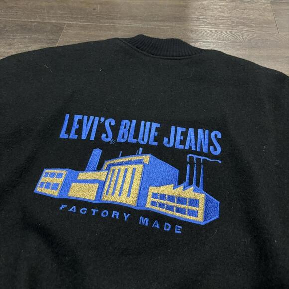 vintage Levi’s blue jeans factory made varsity jacket 90s XL - Picture 1 of 6